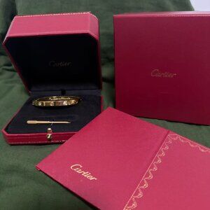Cartier Gold and Red Love Bracelet Set
